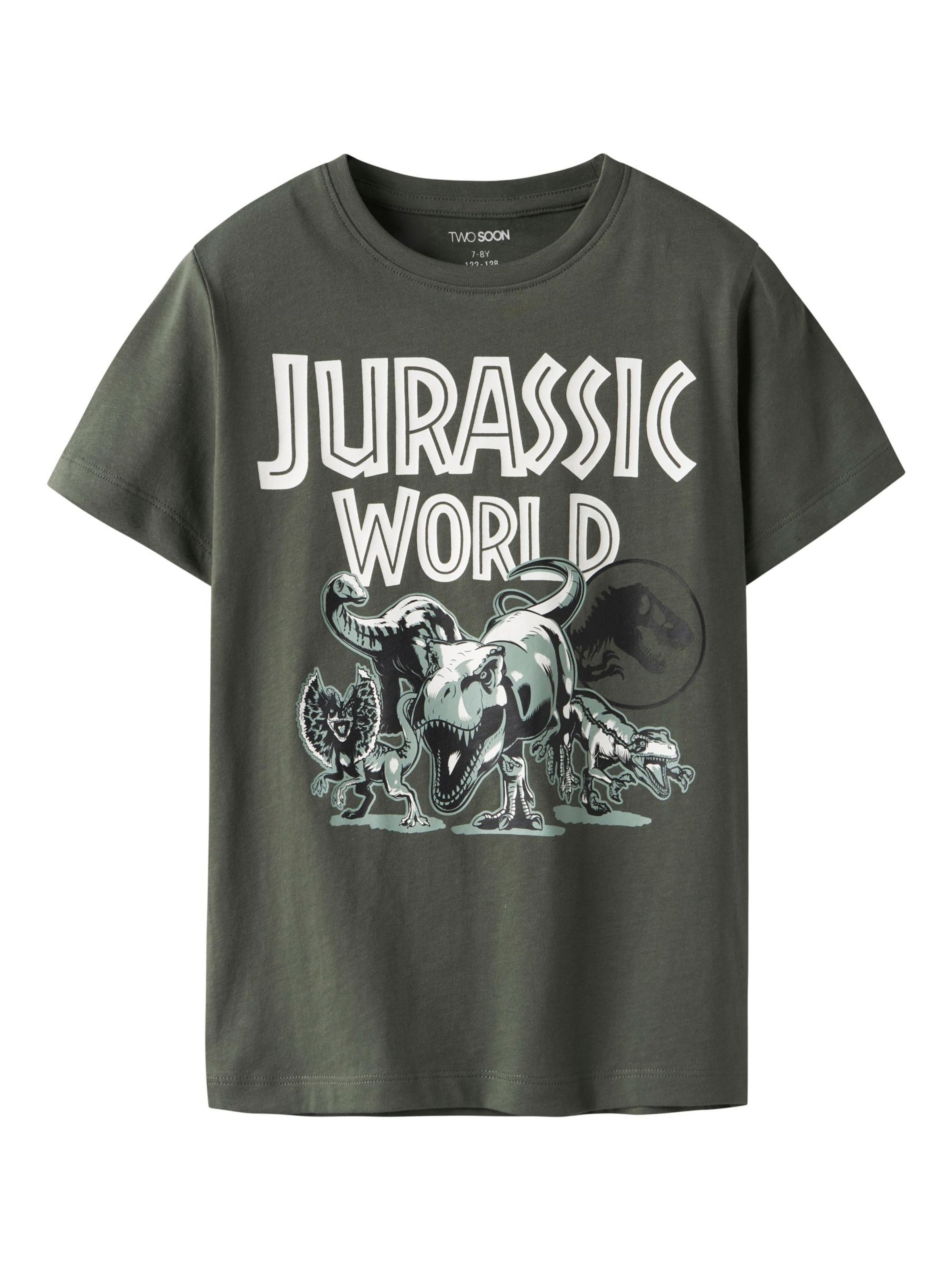 TWO SOON Shirts 'Jurassic World' i grøn: forside