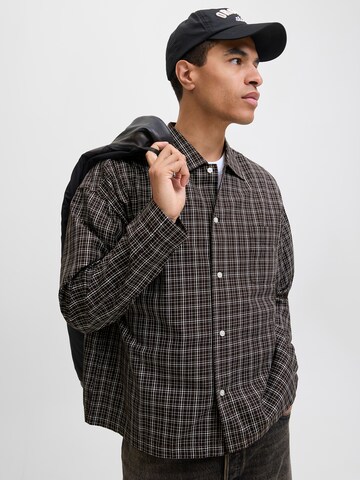 JACK & JONES Comfort fit Button Up Shirt 'JORAustin' in Brown