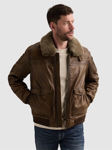 PME Legend Välikausitakki 'A-2 Snowprop leather jacket' värissä ruskea: etupuoli