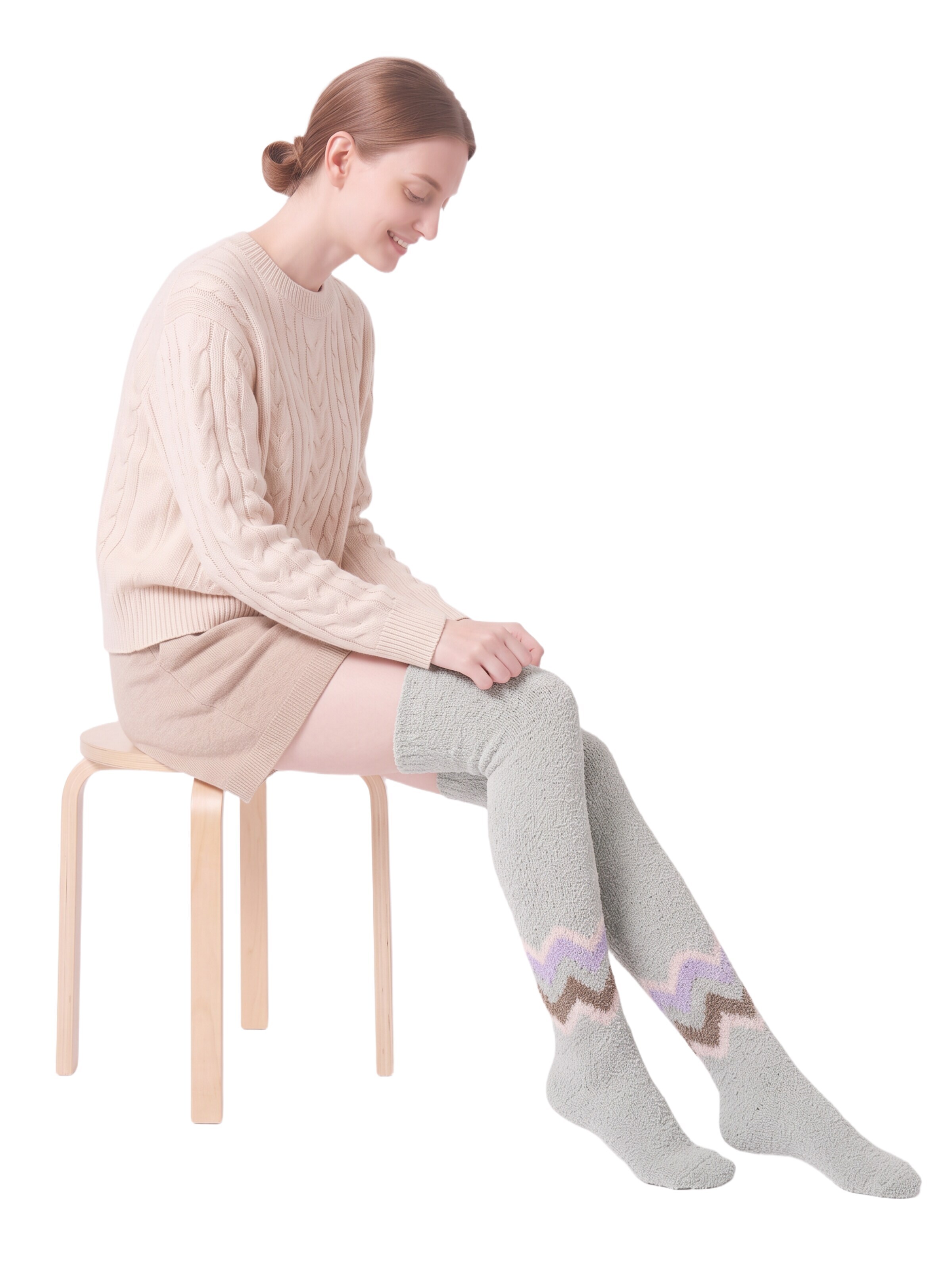 BONVERANO Over the Knee Socks in Brown