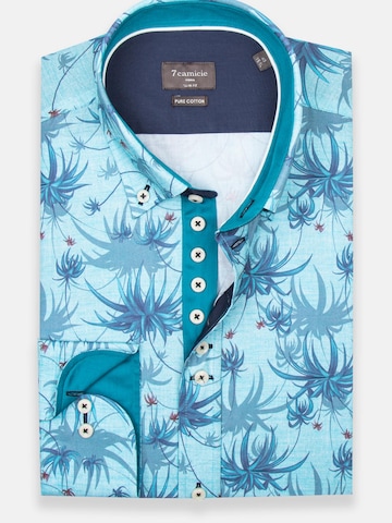 7Camicie Slim fit Zakelijk overhemd 'Donatello Poplin Man Shirt Light Blue Blue' in Blauw