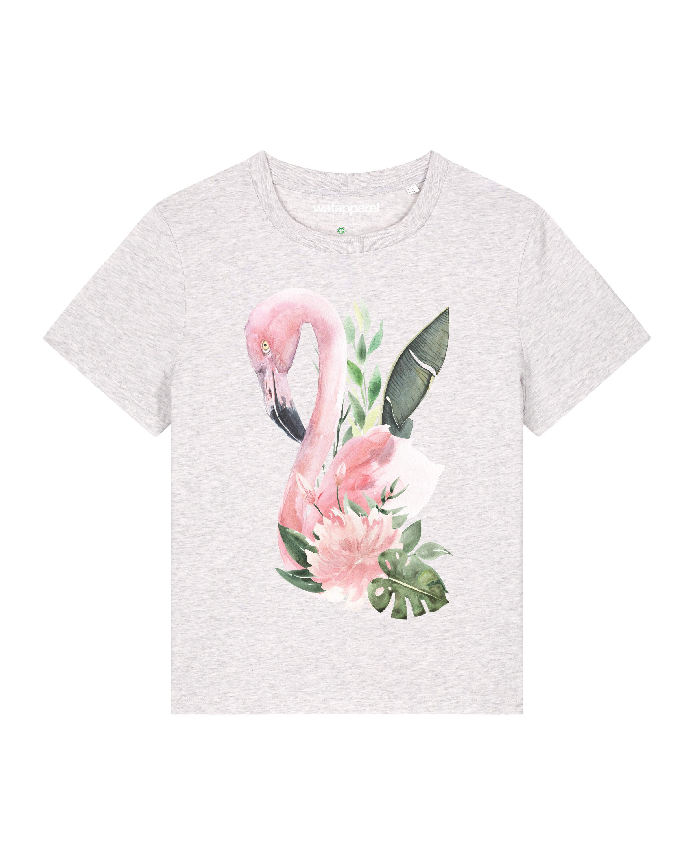 Watapparel Shirt 'Flamingo mit Blumen' in Grey: front