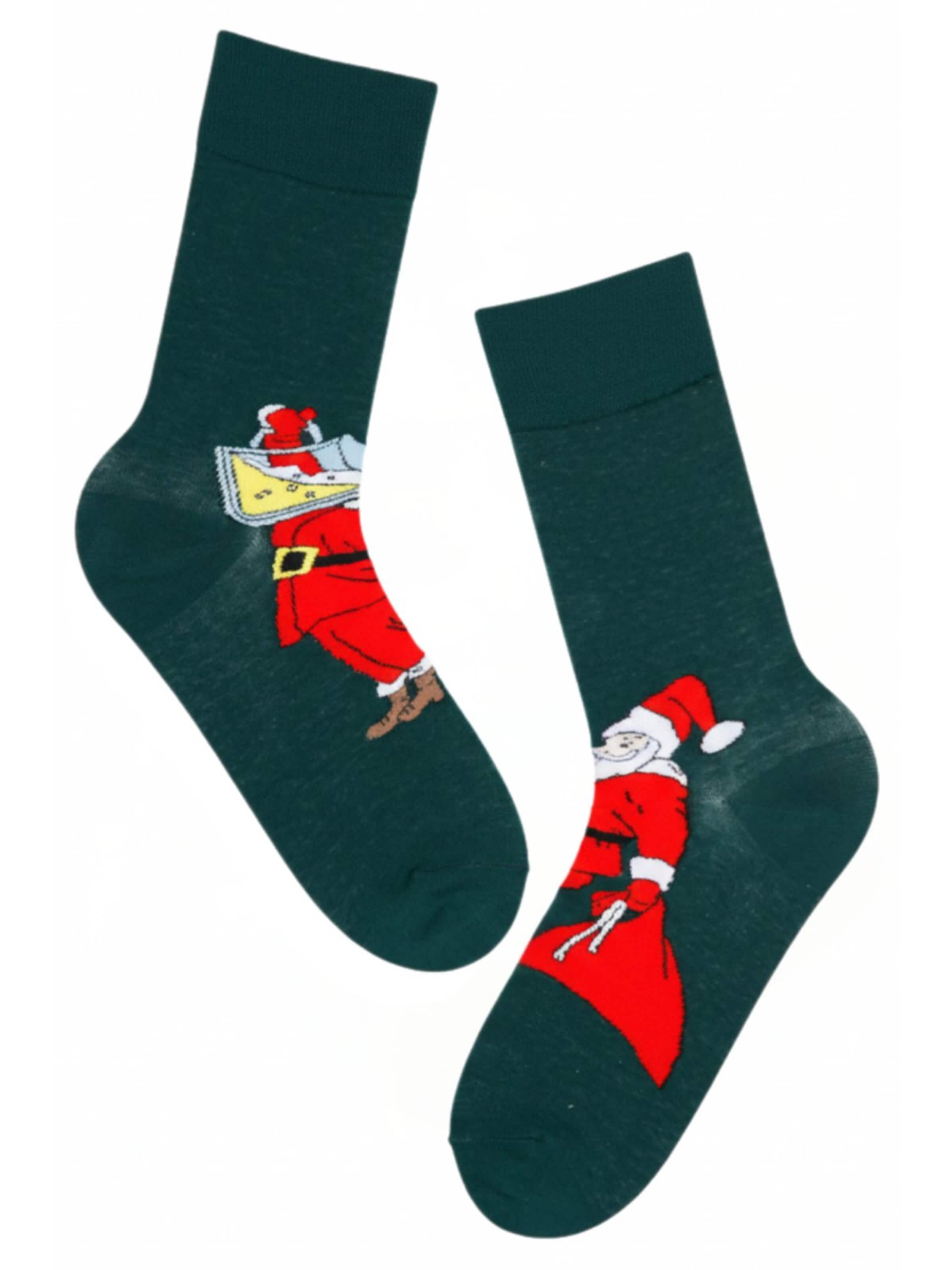Chaussettes 'LINNAR socks with Santa' Sokisahtel en vert : devant