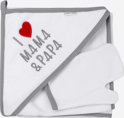 Baby Sweets Set ' I love Mama & Papa ' en gris / rouge / blanc, Vue avec produit