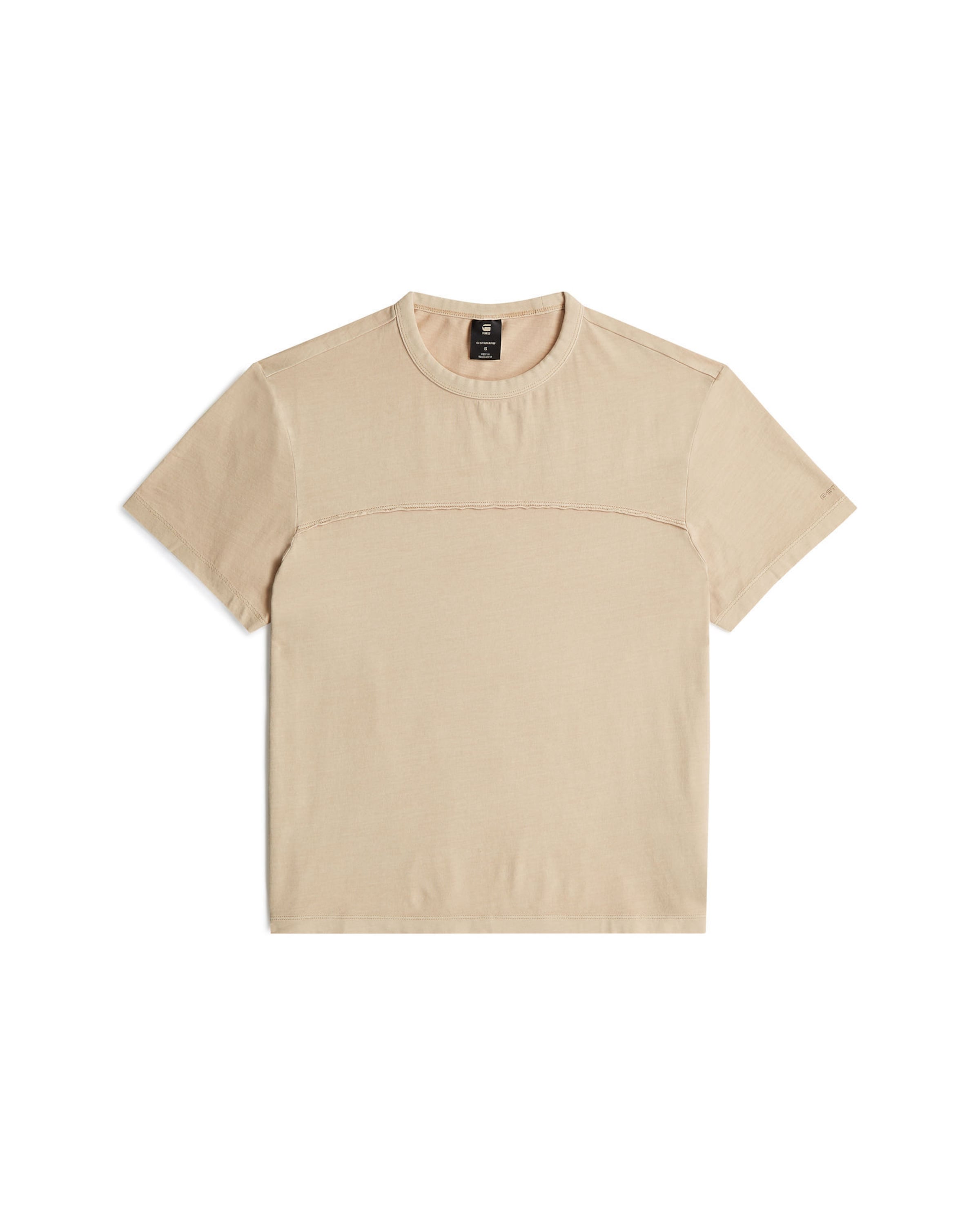 G-STAR Shirt 'Washed Seam T-Shirt' in Beige: voorkant