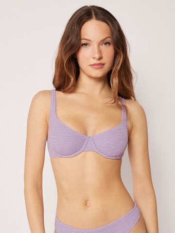 CALZEDONIA Balconette Bikini Top 'Crinkle Waves' in Purple