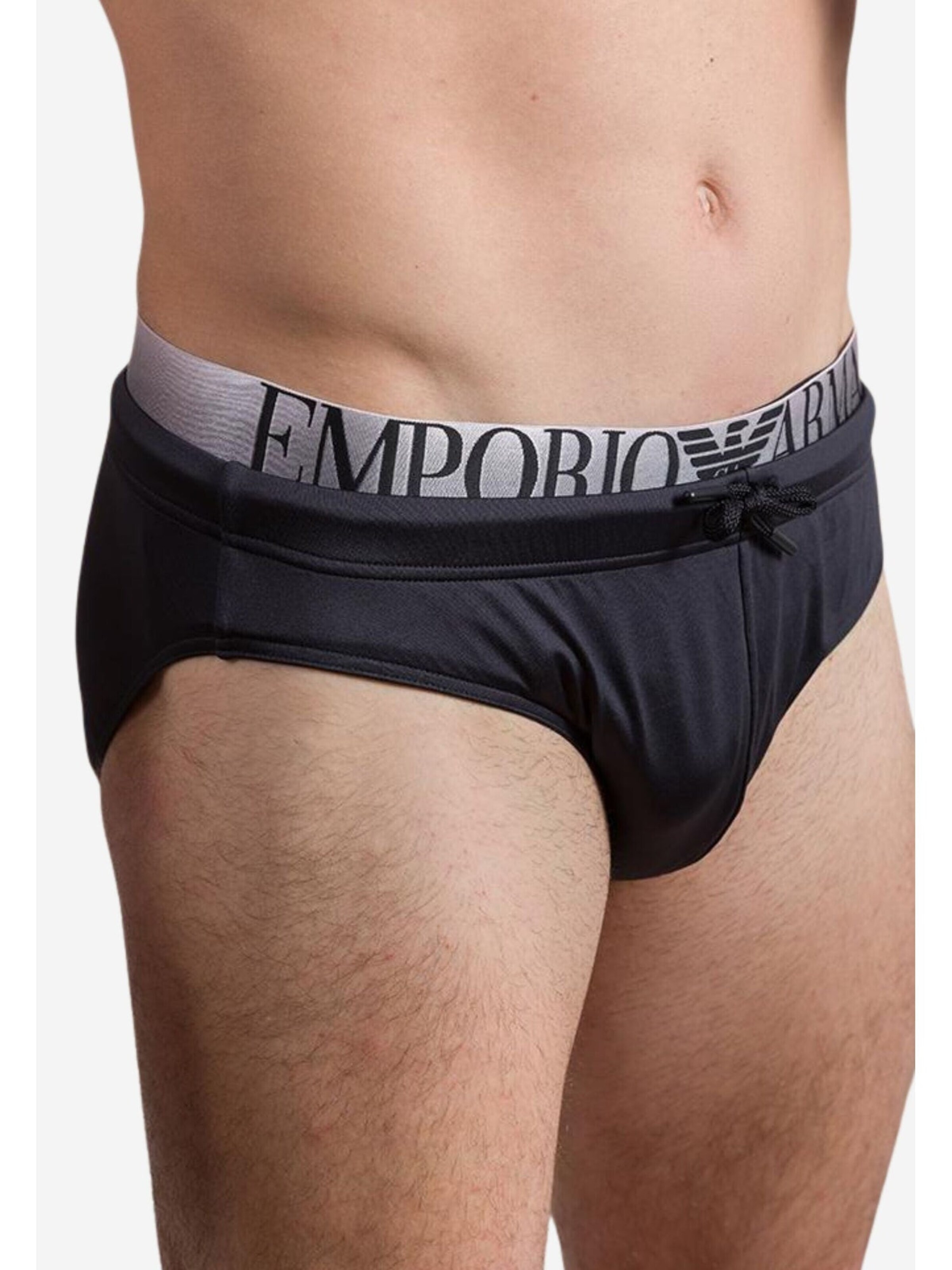 Maillot de bain 'Black swimming trunks with drawstring and jacquard logo' Emporio Armani en noir