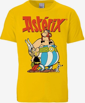 LOGOSHIRT Shirt 'Asterix der Gallier - Asterix & Obelix' in Geel: voorkant