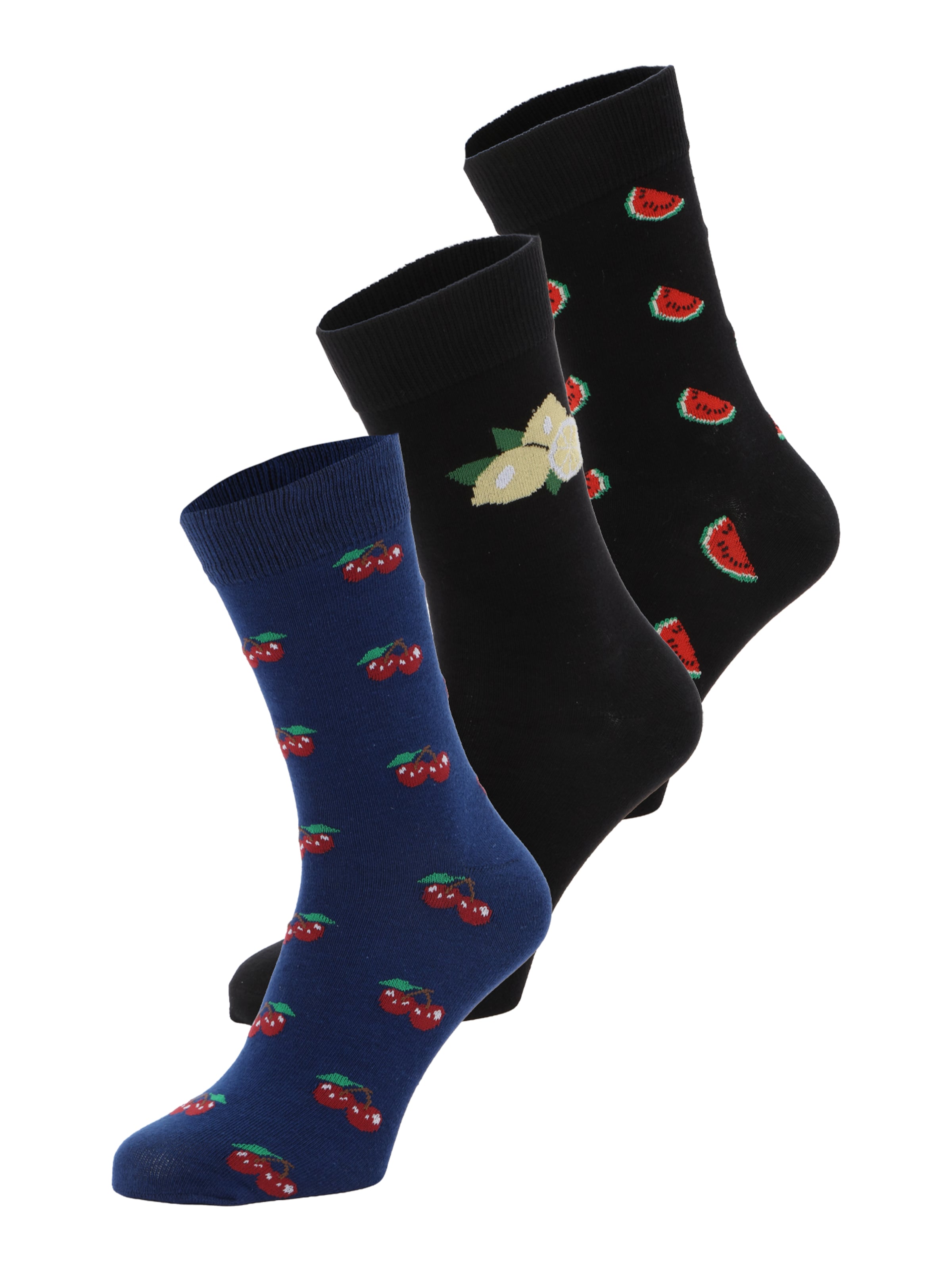 JACK & JONES Chaussettes 'JACTHOR' en 41-46 en bleu marine / jaune clair / rouge feu / noir, Vue avec produit