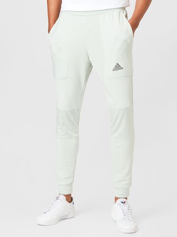 ADIDAS SPORTSWEAR Slimfit Sportbroek 'Essentials Brandlove French Terry' in Groen: voorkant