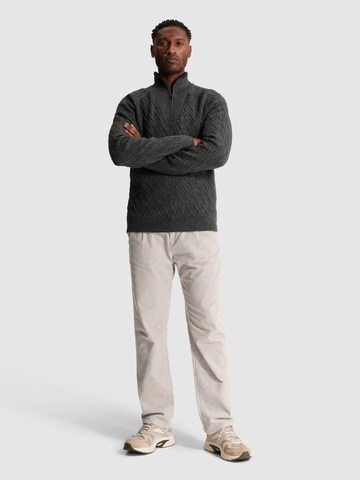 CAST IRON Pullover 'Pullover with half-zip and allover texture' i grå