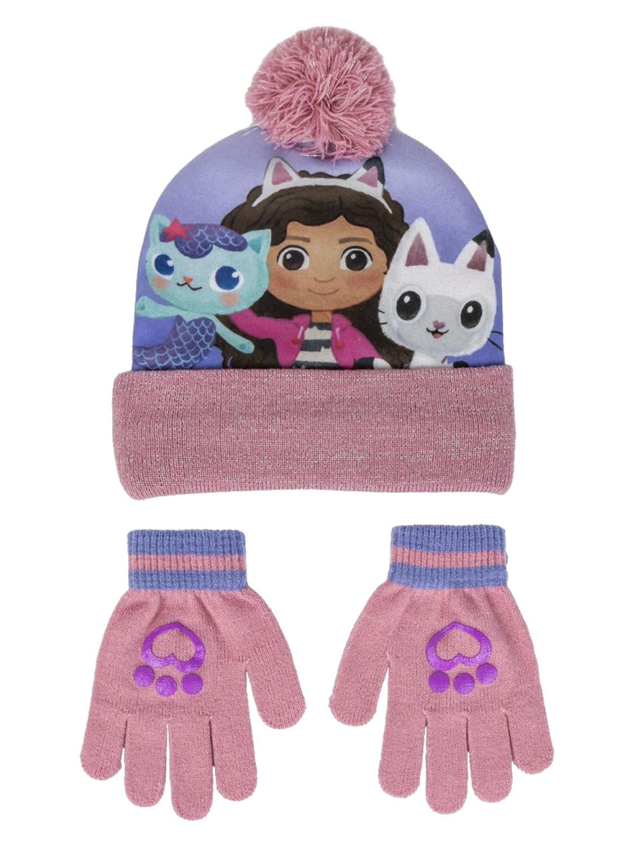 Gabby`s Dollhouse Muts 'Gabby's Poppenhuis Winterset Meisjes Muts en Handschoenen' in Grijs: voorkant