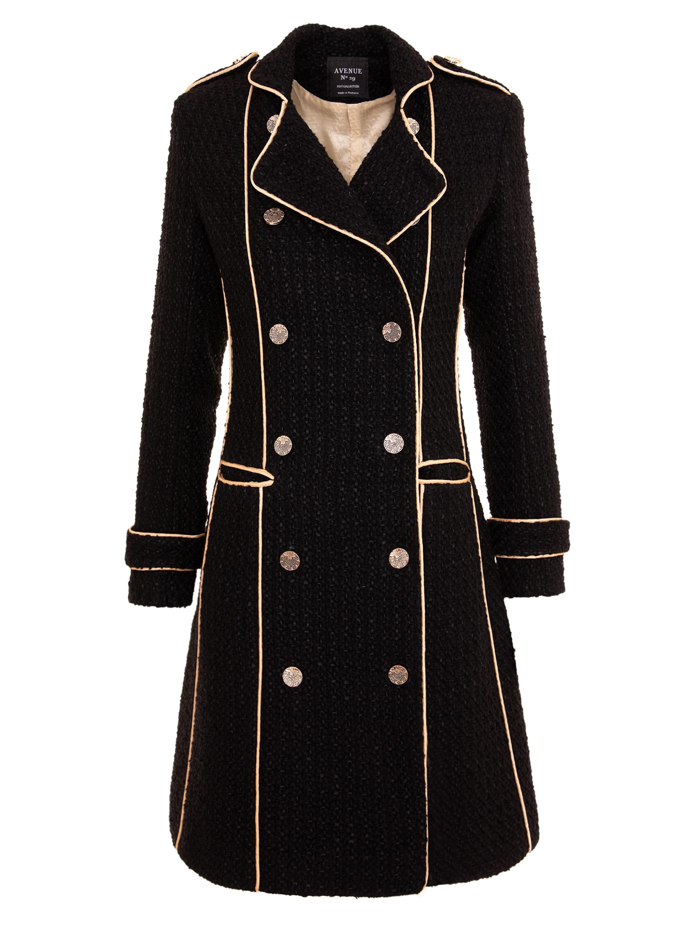 Cappotto invernale 'Double Breasted Military Coat With Contrast Buttons' di AVENUE N°29 in nero: frontale
