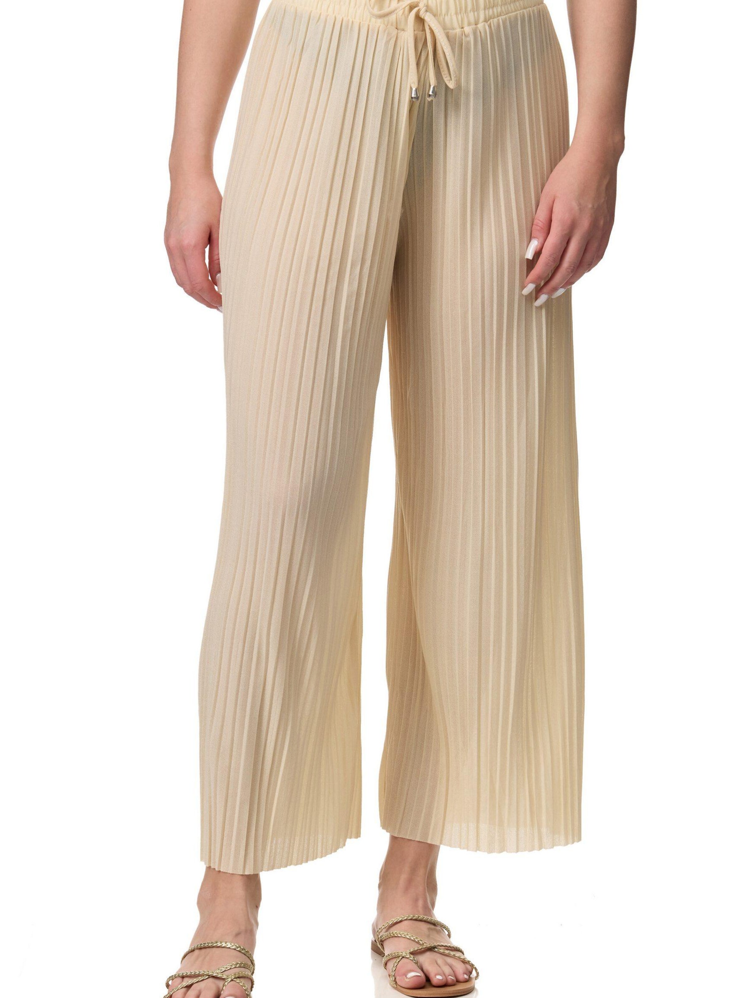 Worldclassca Bügelfaltenhose 'Damen Plissee Sommer Hose'‌‌‌‌‌‌‌‌ in Beige: Vorderseite