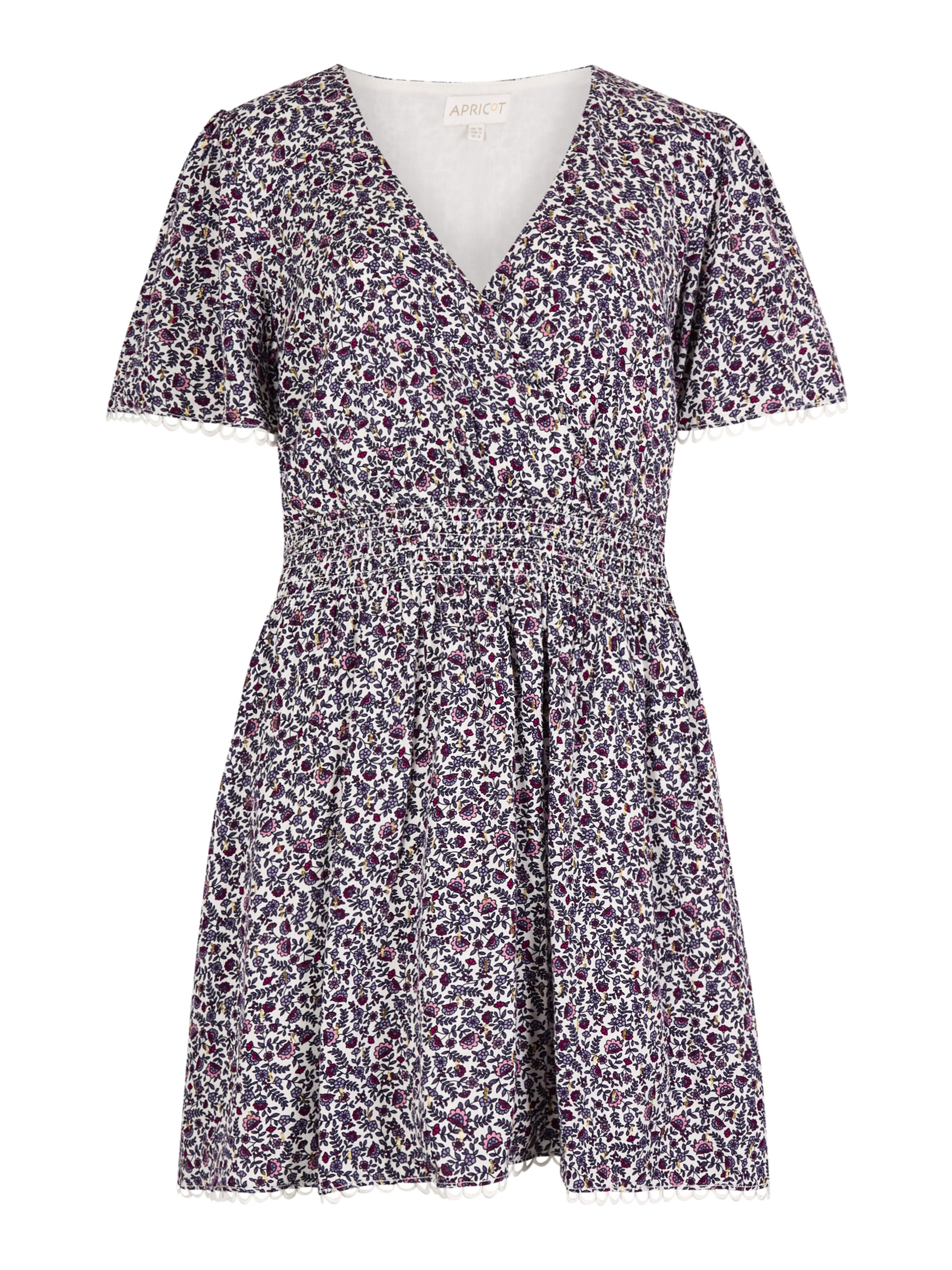 Apricot Ditsy Floral Gold Foil Mini Dress ' ' in Lila: Vorderseite