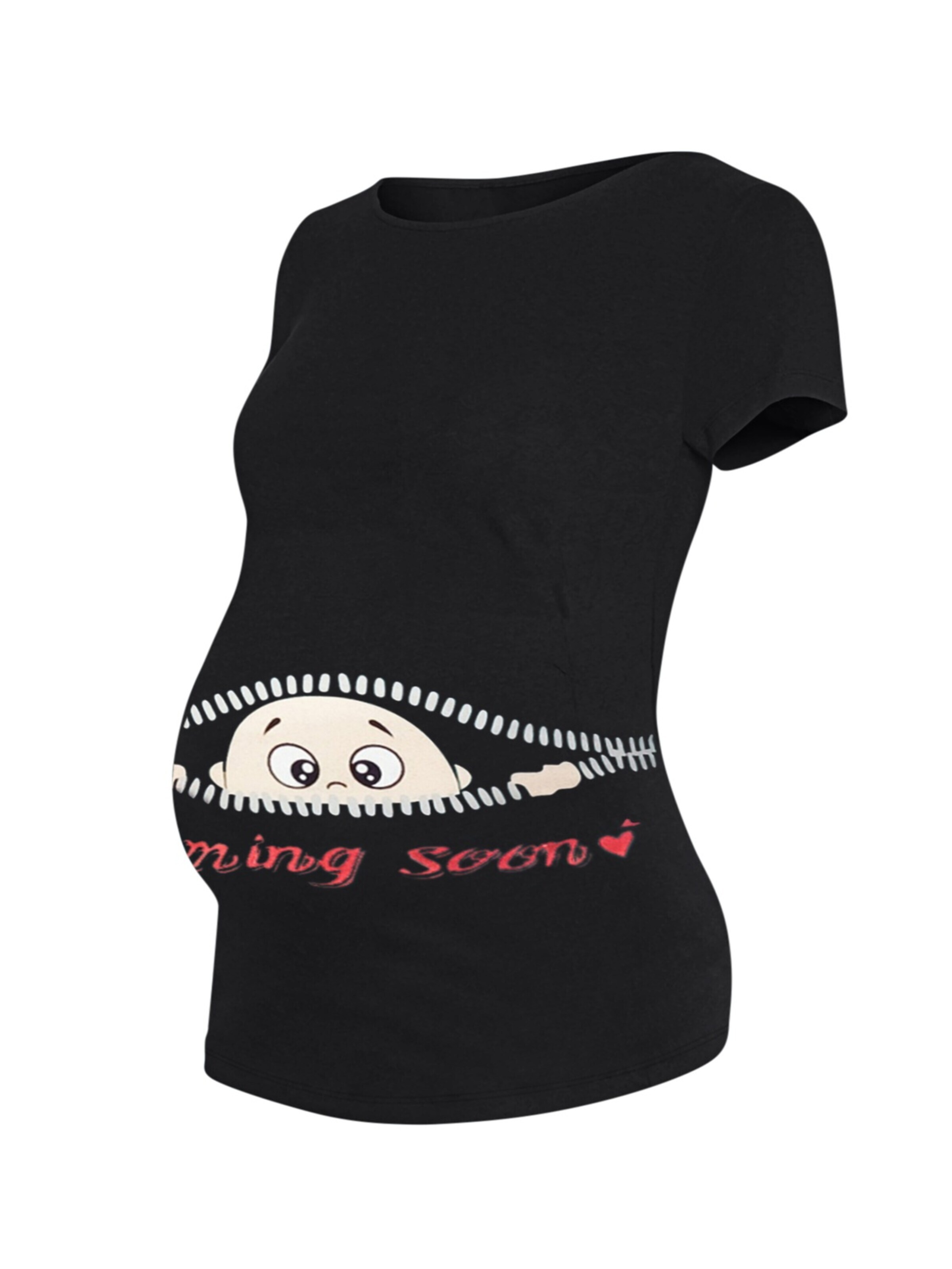 M.M.C. Shirt 'Coming Soon Umstandsshirt' in Black: front