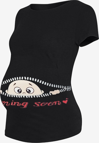 M.M.C. Shirt 'Coming Soon Umstandsshirt' in Black: front