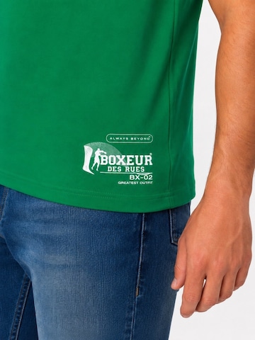 Boxeur des Rues Klederdracht shirt 'Herren T-Shirt Slim Fit Boxeur des Rues, Grasgrün, Weißes Logo, Premium-Baumwolle' in Groen