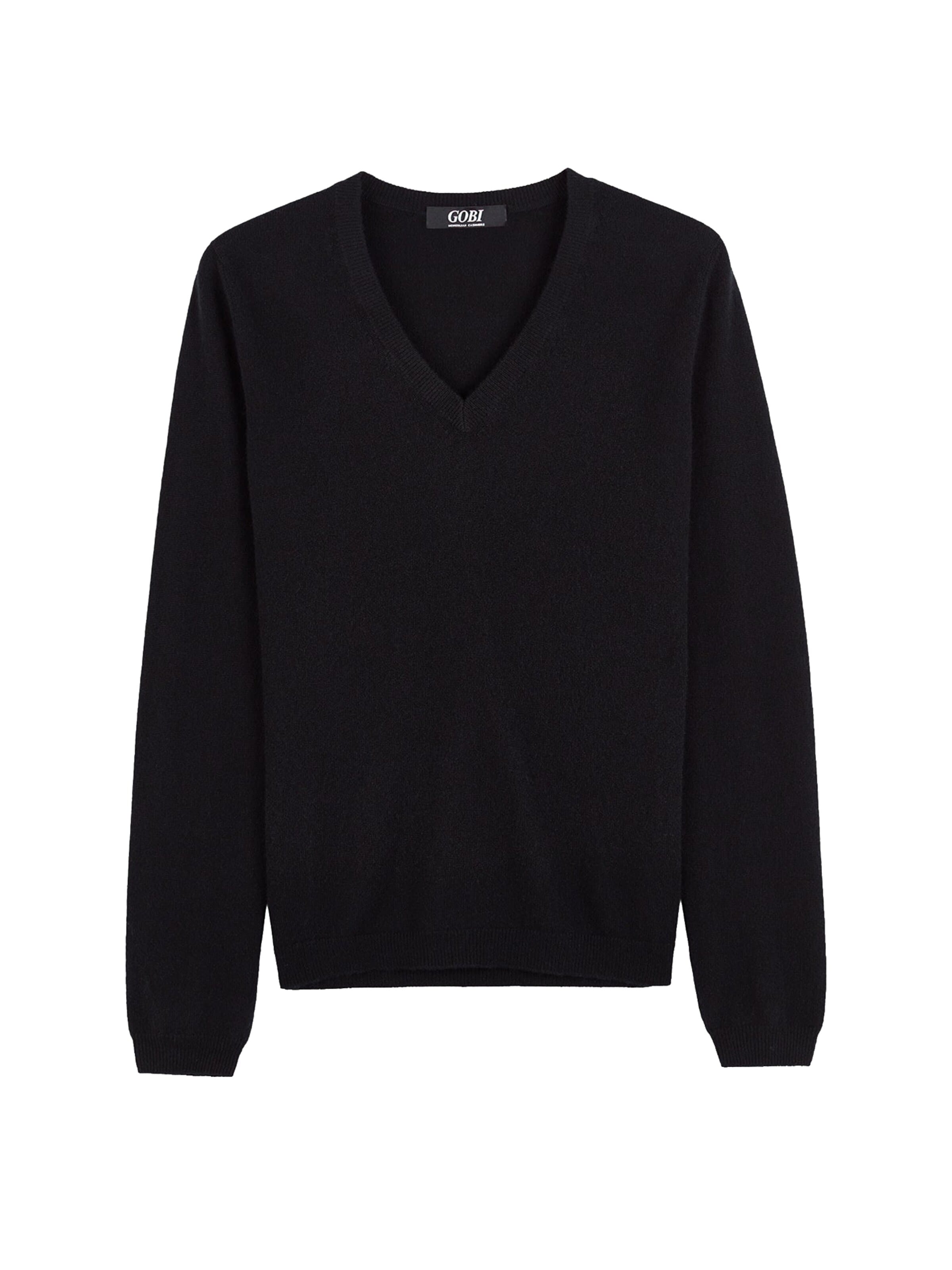 GOBI Cashmere Pullover 'Women's Essential Cashmere V-Neck Sweater' i sort: forside