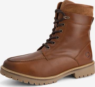 Travelin Veterlaarsjes 'Langstrand' in Bruin: voorkant