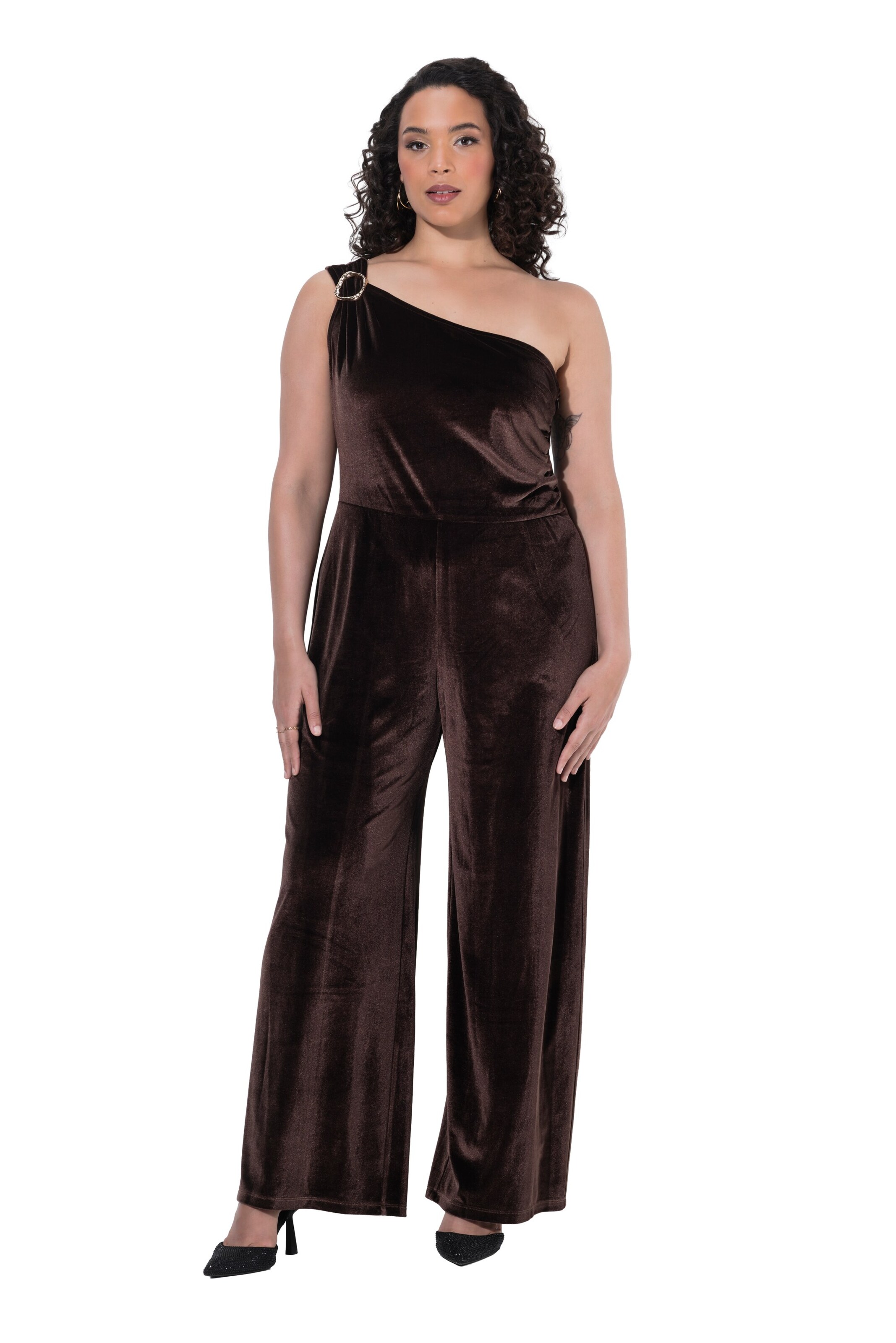 Ulla Popken Jumpsuit in Bruin: voorkant