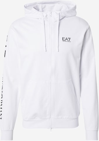 Veste de survêtement EA7 Emporio Armani en blanc : devant