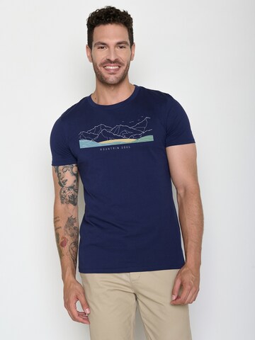 GREENBOMB Shirt 'Guide Mountain Soul' in Blue: front