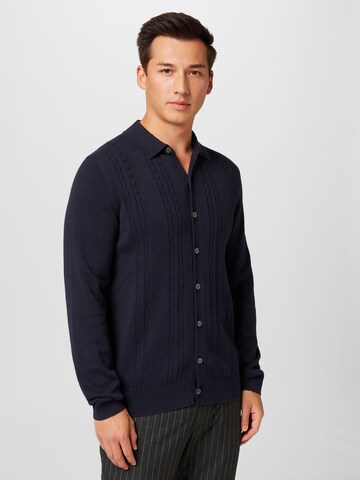 BURTON MENSWEAR LONDON Knit cardigan in Blue: front