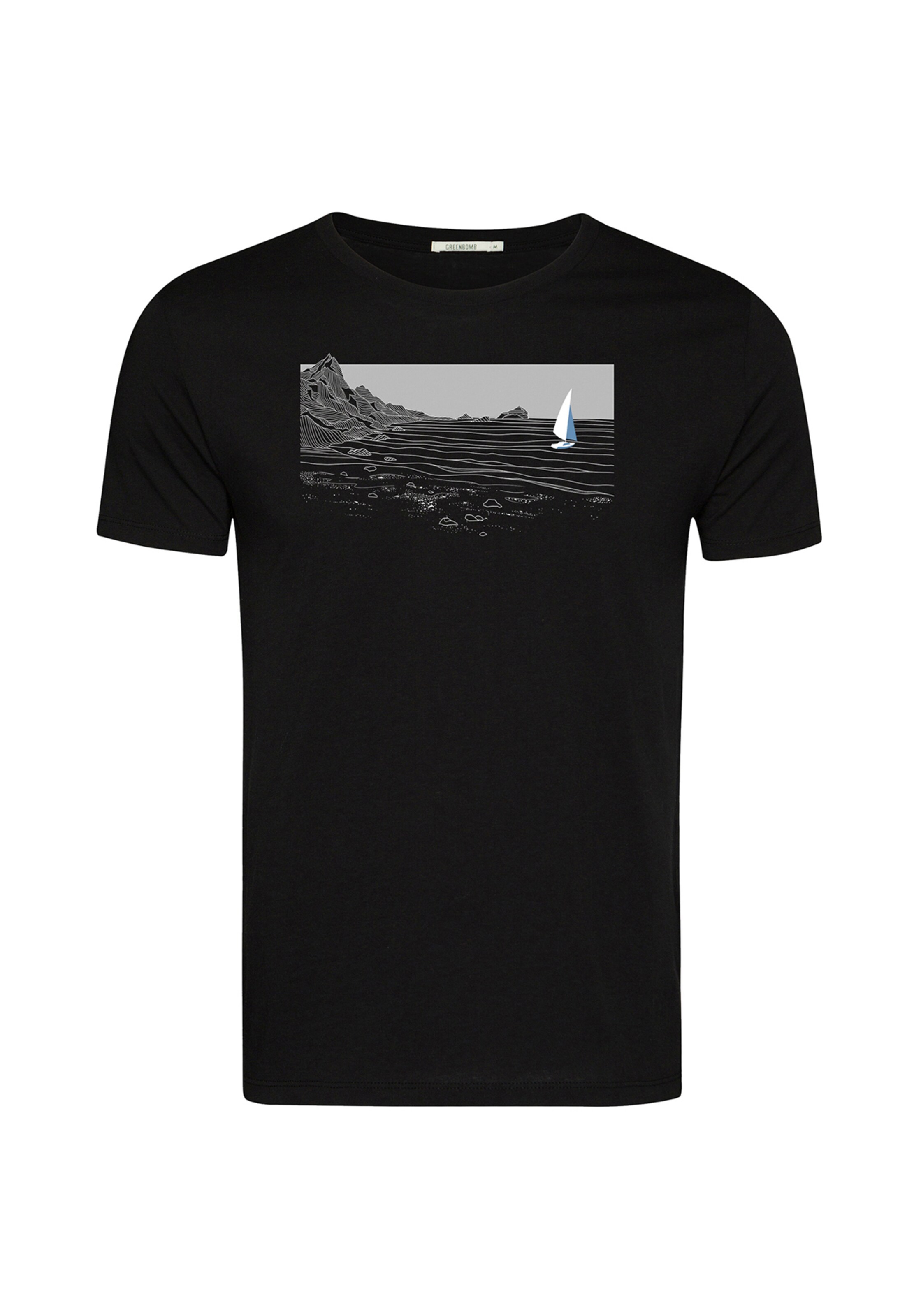 Maglietta 'Nature Cliffsail' di GREENBOMB in nero: frontale