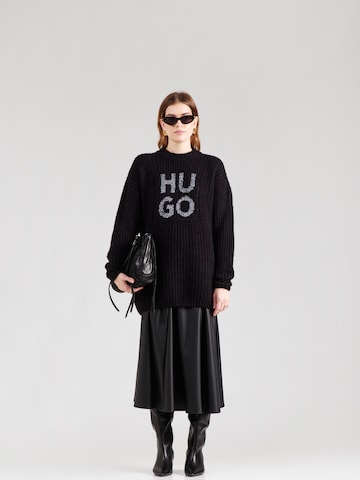 Rochie tricotat 'Sloguis' de la HUGO pe negru