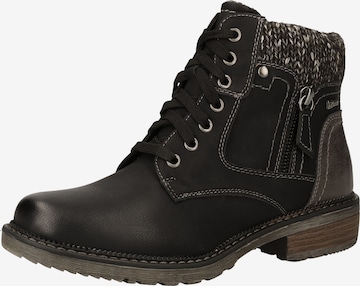 Relife Lace-Up Ankle Boots in Black: front