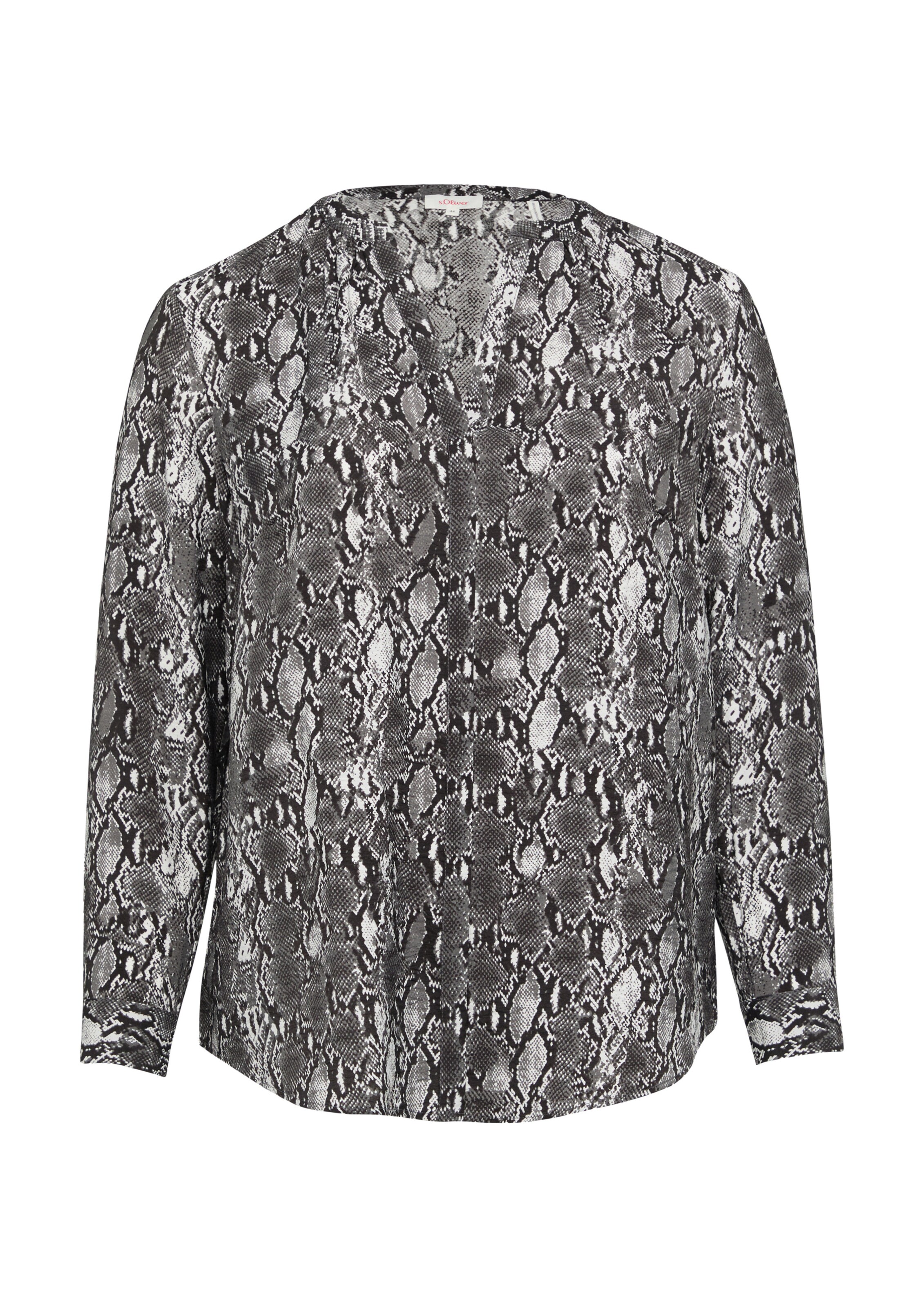 s.Oliver Red Label Plus Blouse in de kleur Lichtgrijs / Zwart, Productweergave