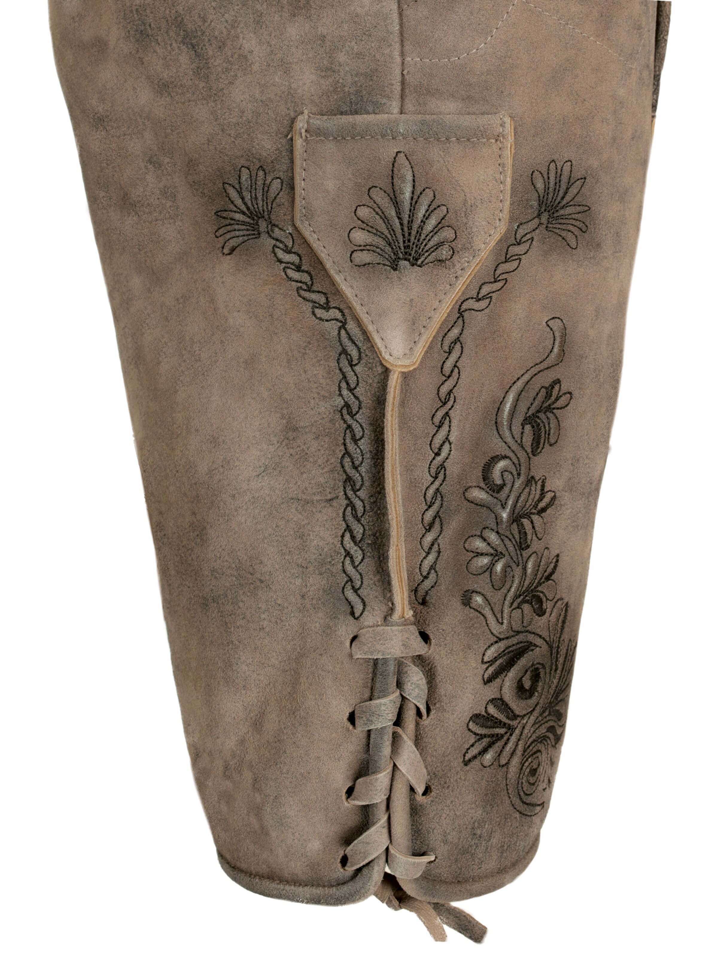 Fuchs Trachtenmoden Skinny Traditional pants 'Trachten Lederhose kurz Braun Antik' in Brown