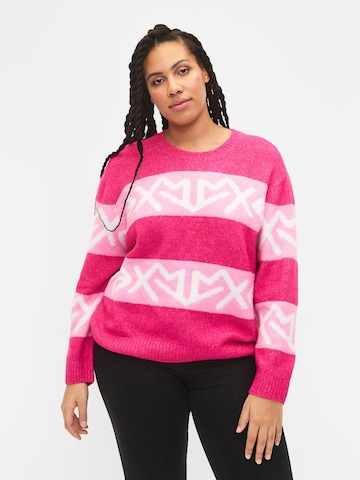 Zizzi Sweater 'MSISMO' in Pink: front