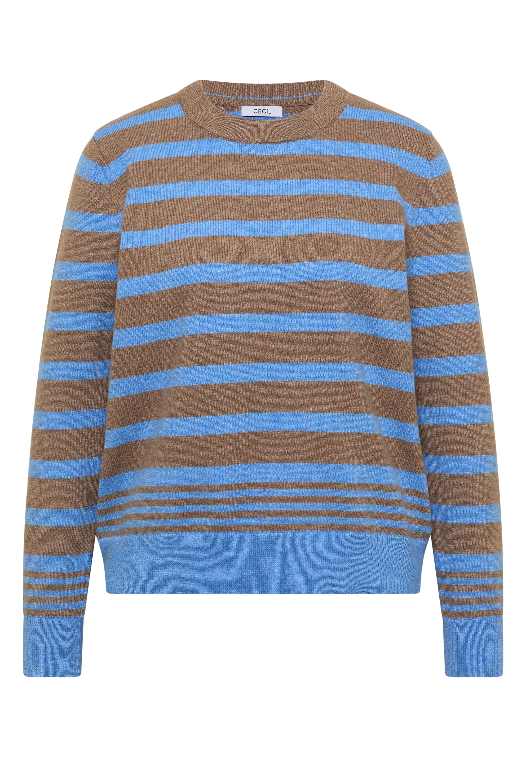 CECIL Pullover mit Rundhals und Streifen in XXXL in braun, Produktansicht