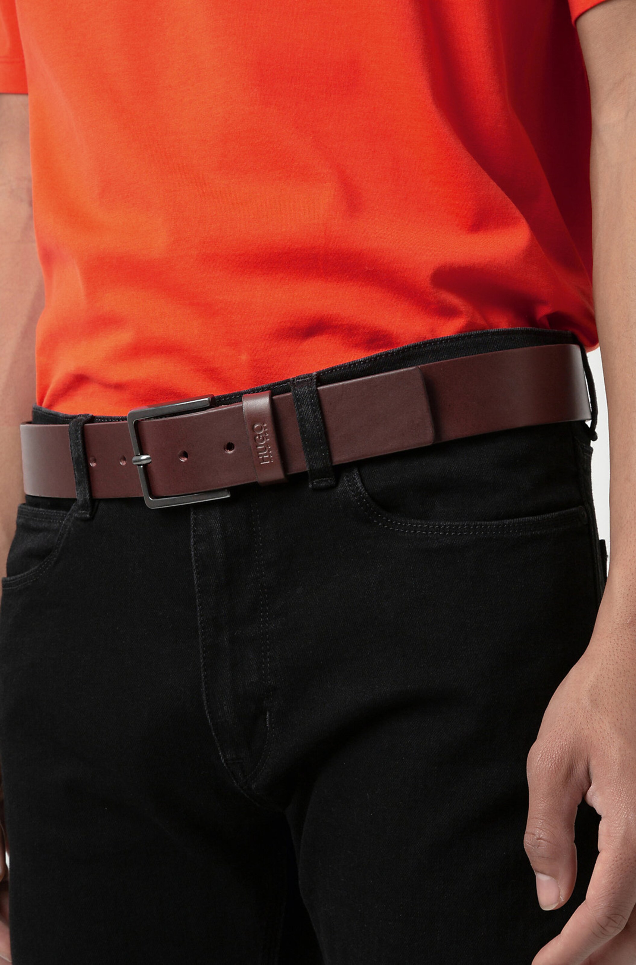 HUGO Belt Gionio in Dark Brown ABOUT YOU