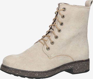 THINK! Lace-Up Ankle Boots in Beige: front