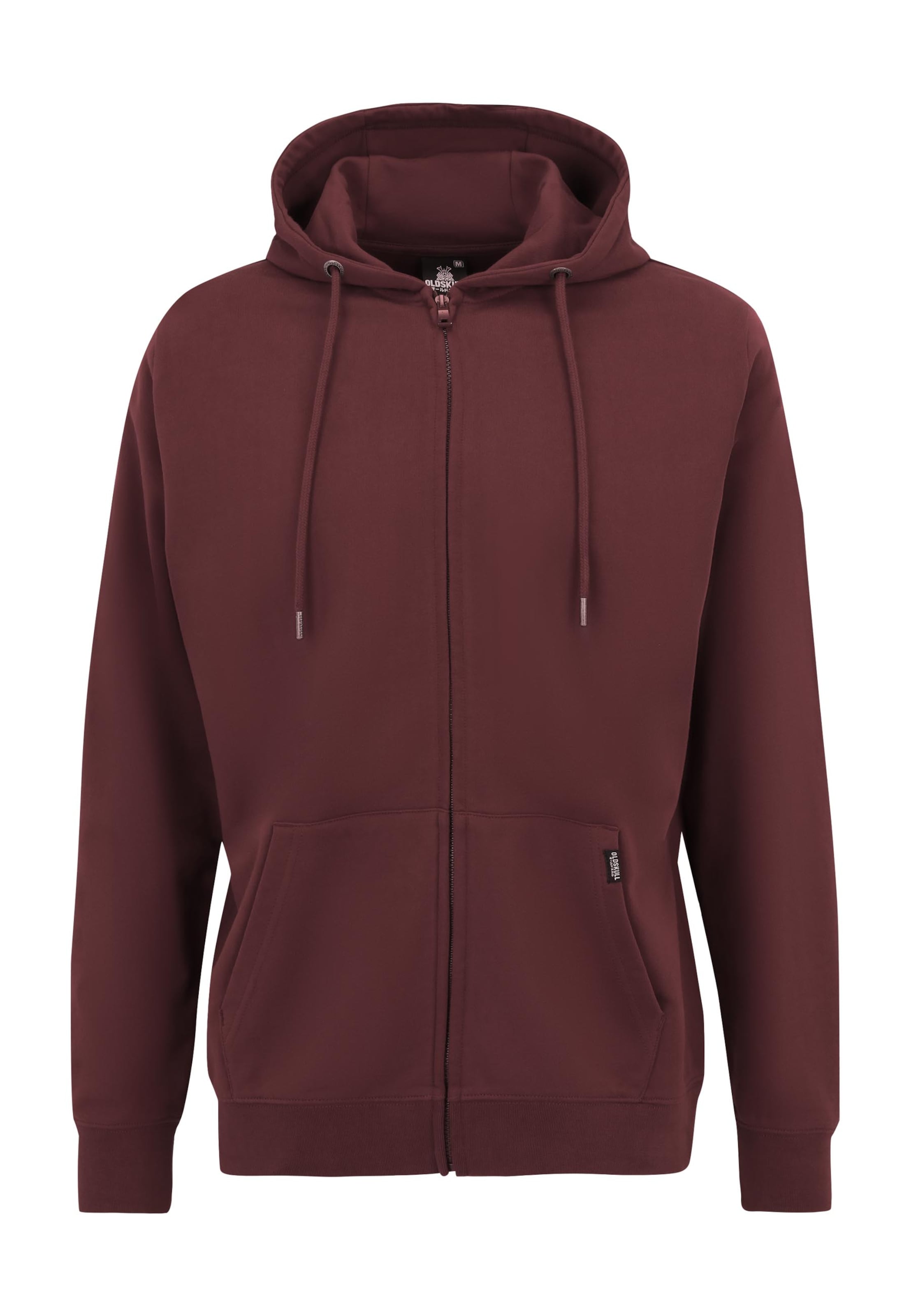 Oldskull Sweat jacket 'Plain Basic' in Red: front