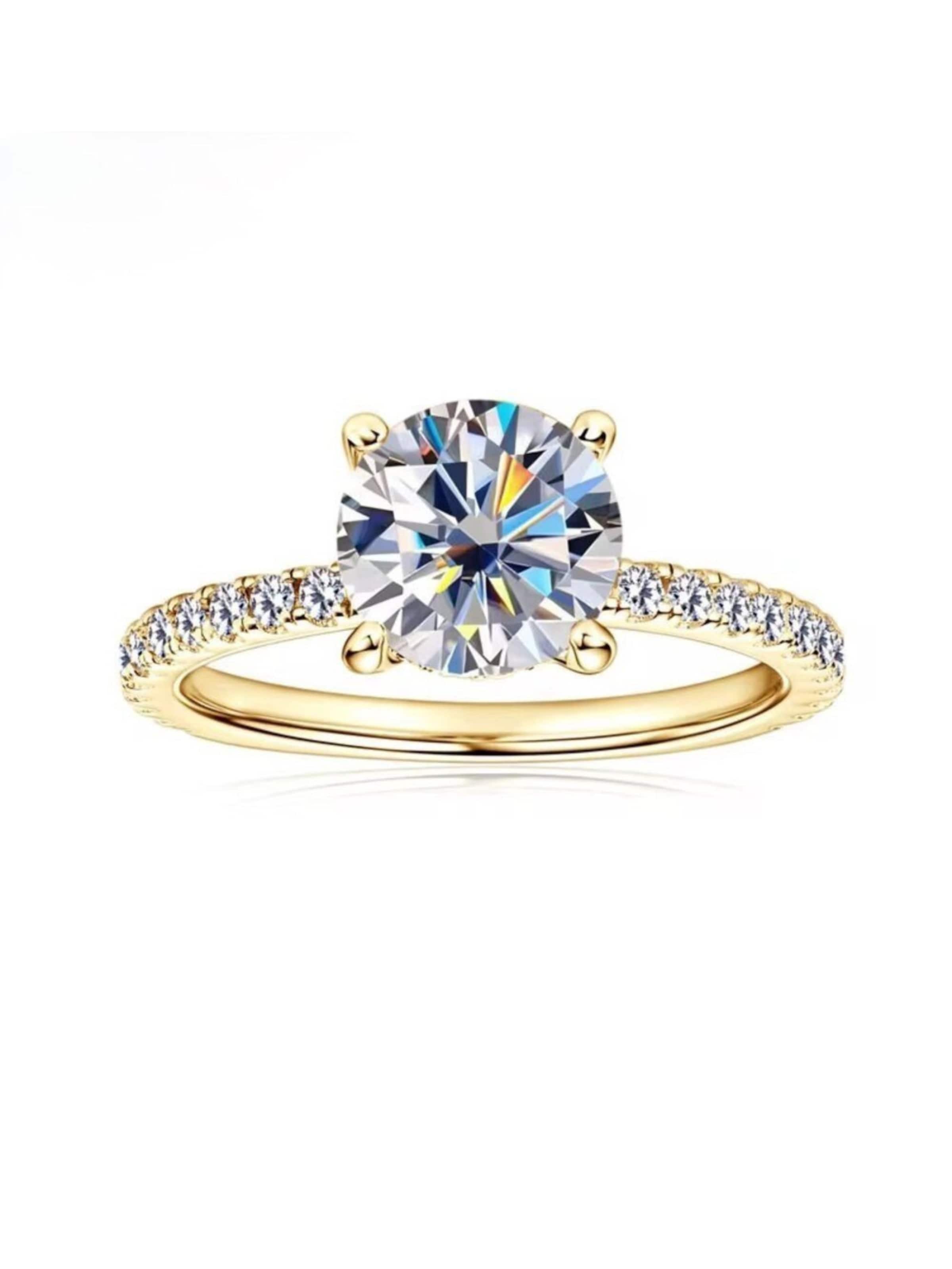 ROUGEMONT Jewellery Ring 'Funkelnder Moissanit Verlobungsring 7,0mm  1,2ct mit Echtheitszertifikat' in Gold: front