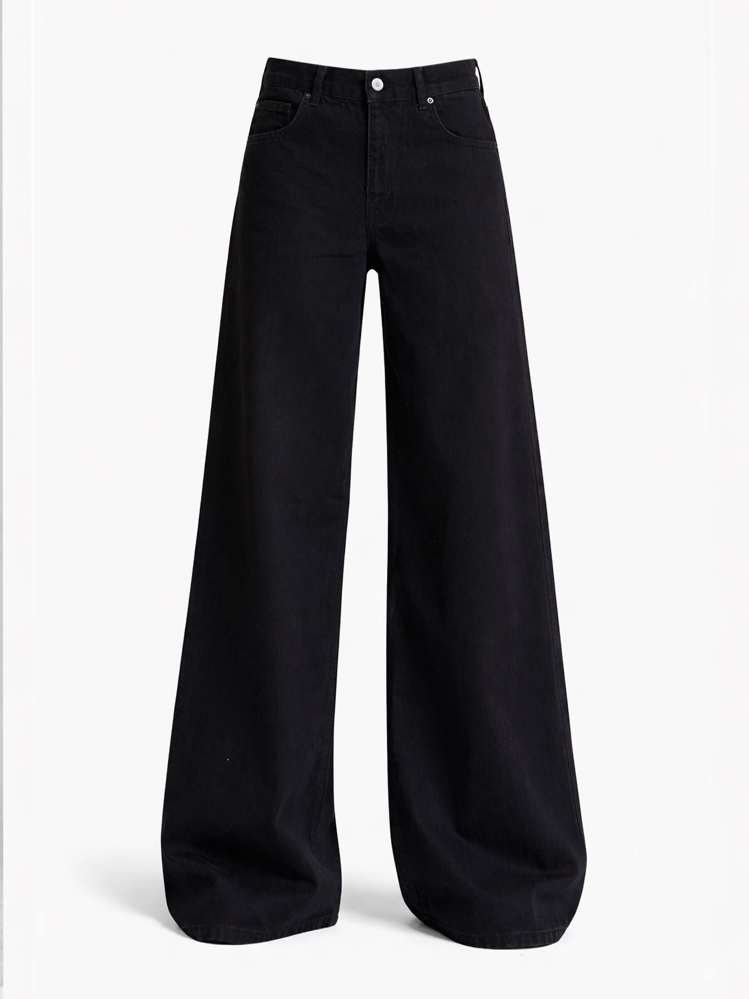 IT'S BASIC Wide leg Jeans 'Palazzo Mid Rise Jeans' in Zwart: voorkant