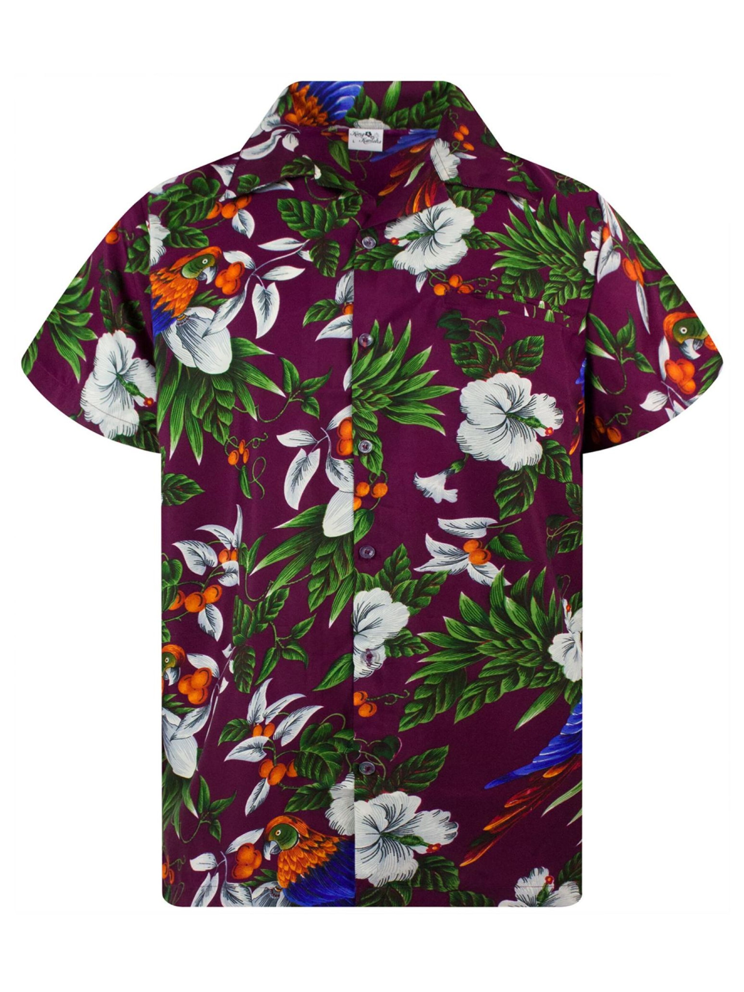 King Kameha Shirt 'Cherryparrot' in Red: front