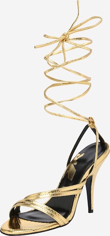 PATRIZIA PEPE Strap Sandals in Gold: front