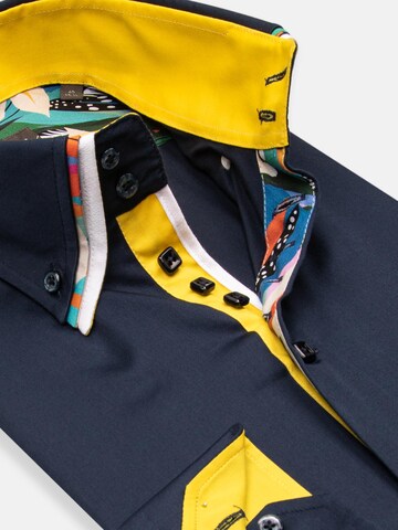 Slim fit Camicia business 'Vesuvio Iconic Satin Man Shirt Black' di 7Camicie in blu