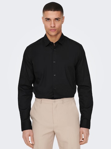 Only & Sons Slim fit Button Up Shirt 'Andy' in Black: front