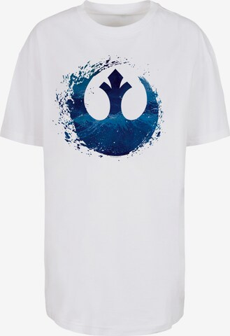 F4NT4STIC Oversized shirt 'Star Wars The Rise Of Skywalker Resistance Symbol Wave' in Wit: voorkant