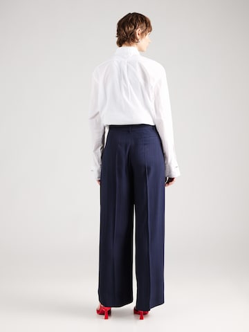 BOSS Wide leg Pleat-front trousers 'Tiana4' in Blue