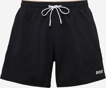 BOSS Black Board Shorts 'Dogfish' in Black: front