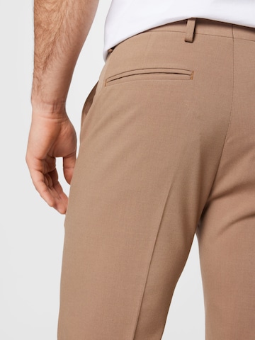 BURTON MENSWEAR LONDON Slim fit Trousers with creases in Brown