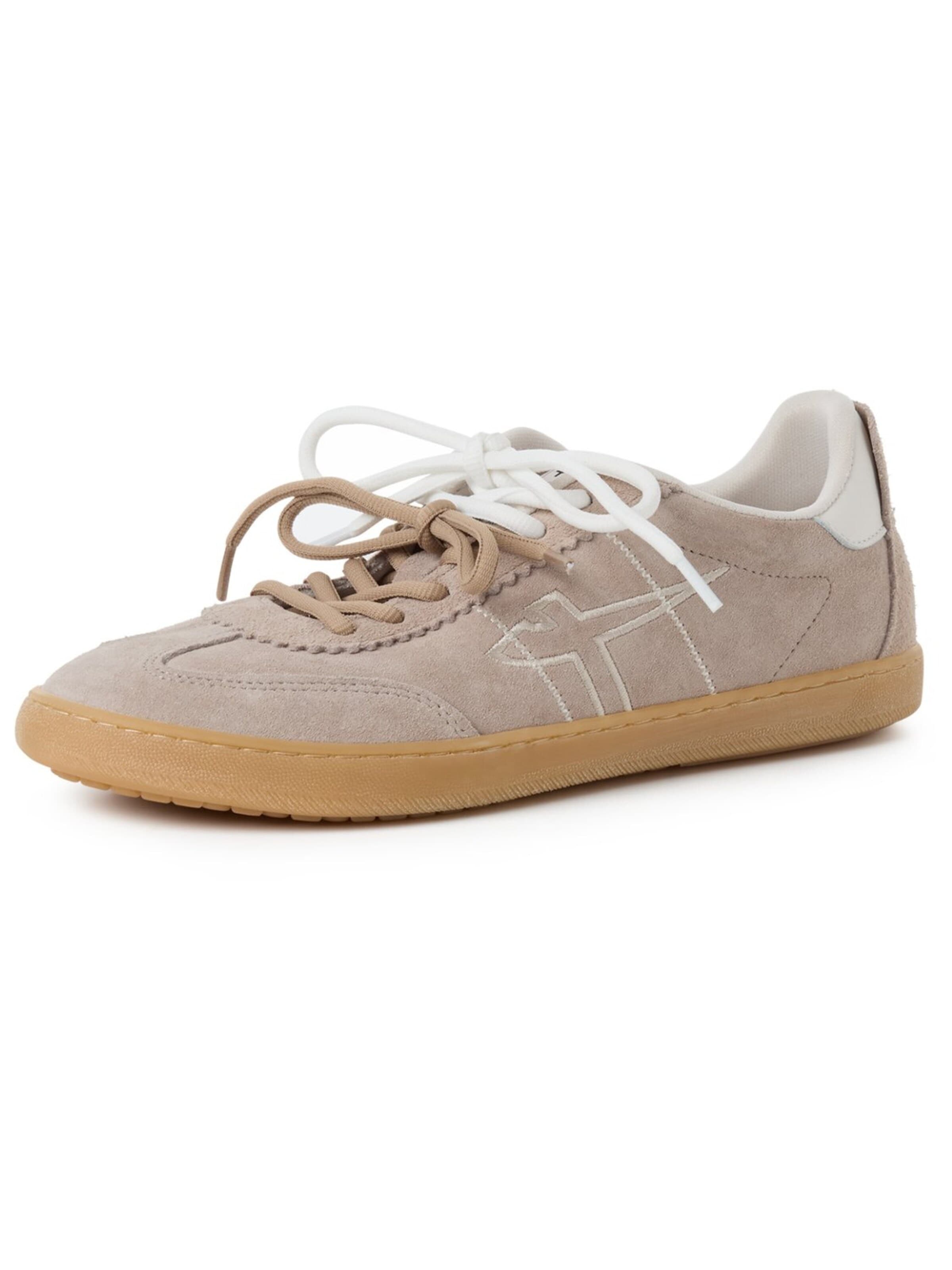 Tamaris Rövid szárú sportcipők 'Schnürschuh Damen 1-23609-46-341 Echtleder in taupe' - szürke: elől