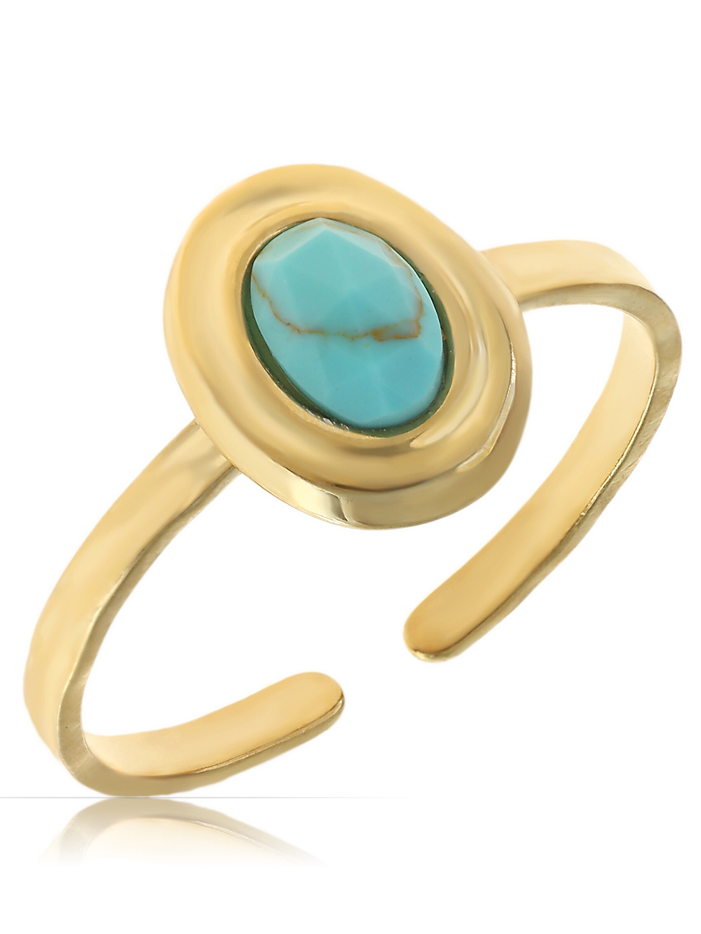 Made by Nami Ring 'Solitaire-Oval' in Blue: front